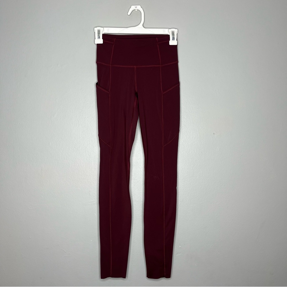 Lululemon Athletica Maroon Fast And Free High Rise Legging CC